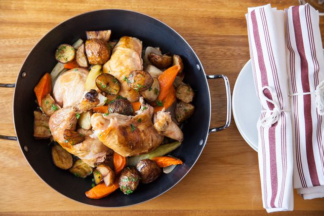 Roast Chicken (for two) with roasted vegetables and potatoes